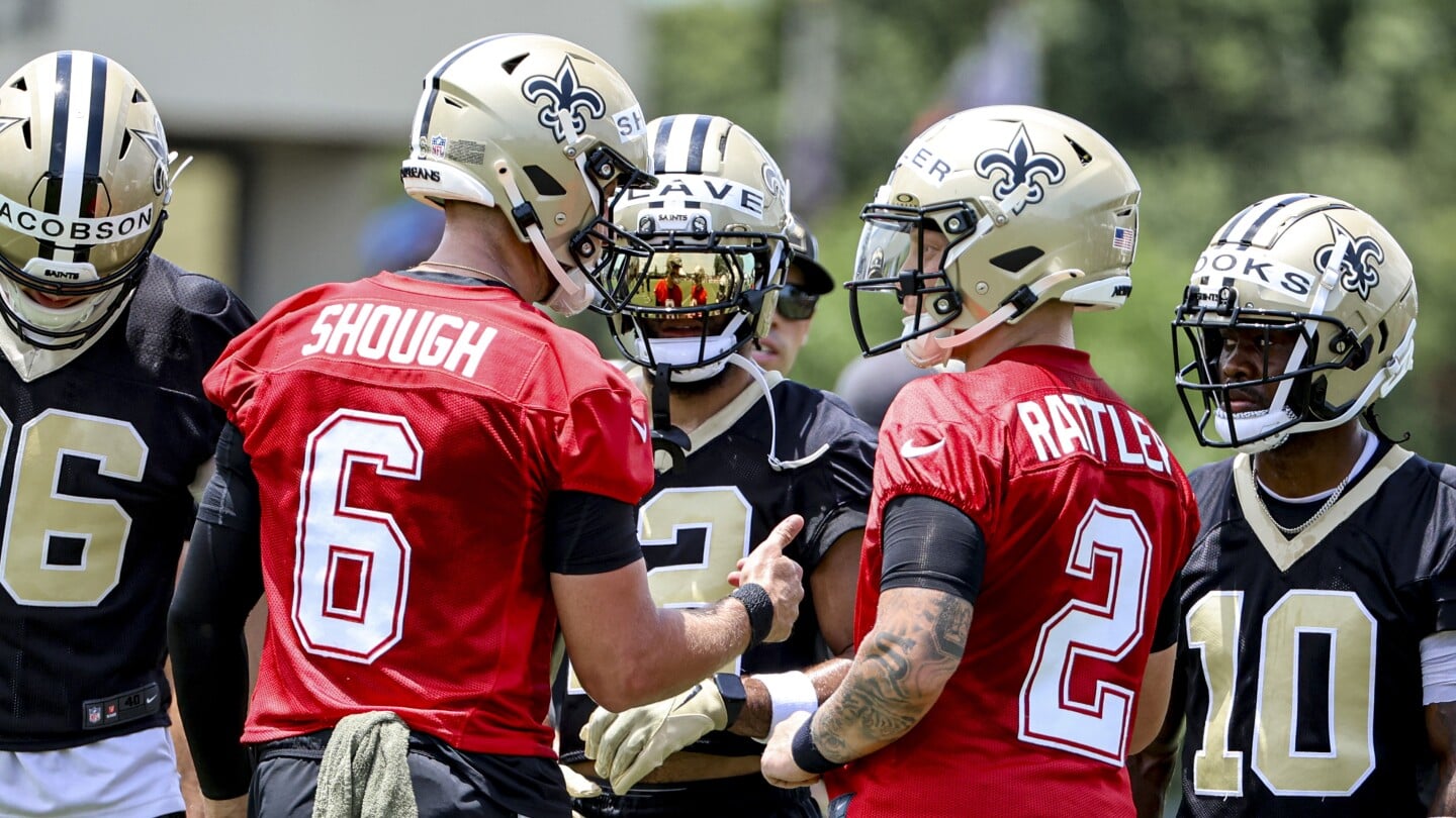 Featured image for Saints' QB Battle Continues as Rattler and Shough Vie for Starting Role