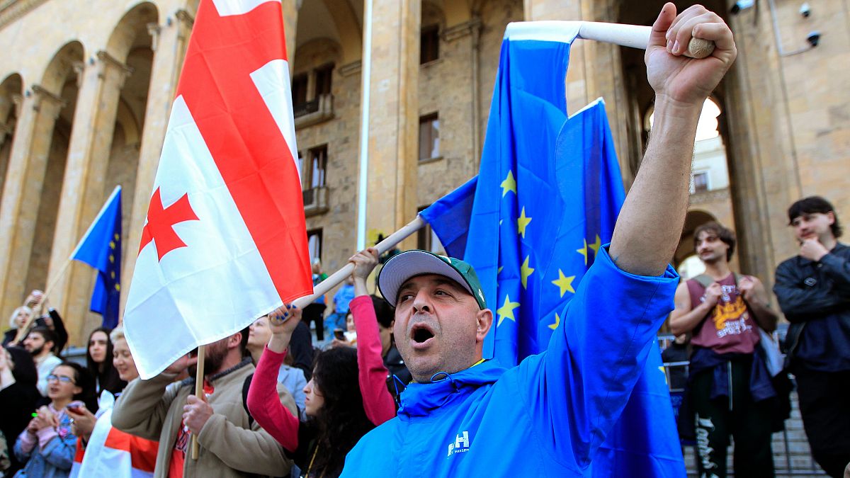 "Georgians Rally Against Renewed Push for 'Russian Law' Amid Protests"