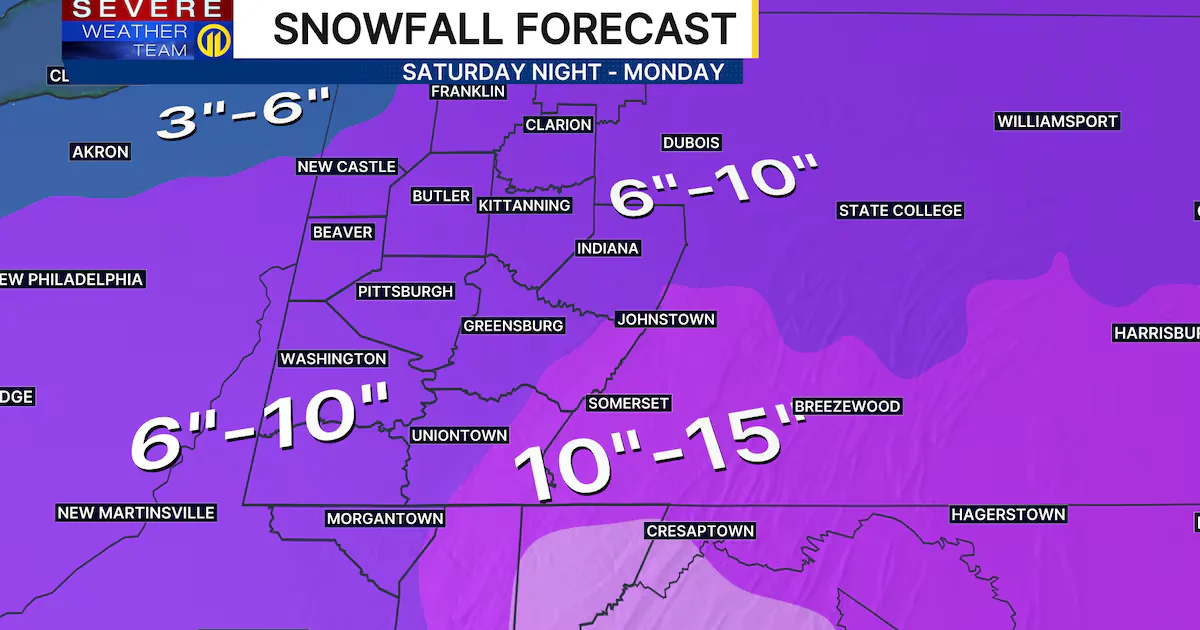 Pittsburgh Prepares for Weekend Snow With 6–10-Inch Totals Possible