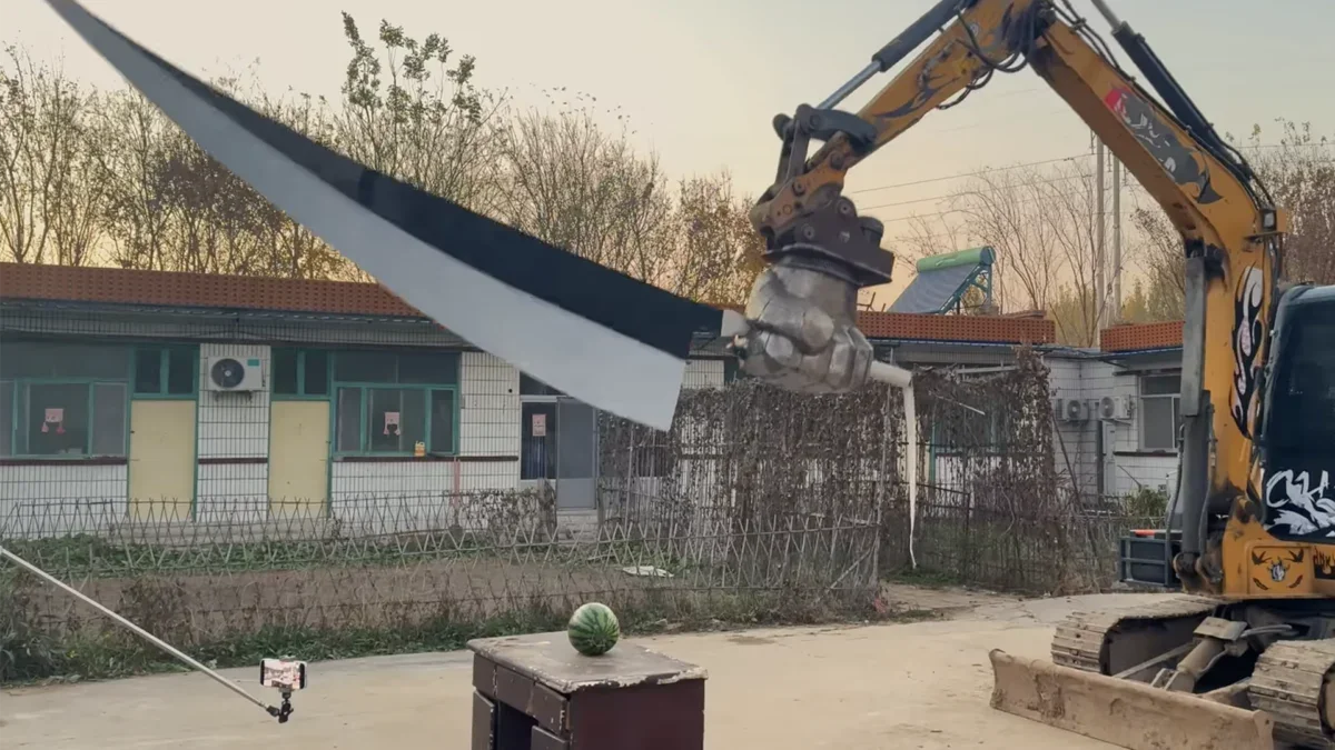 YouTuber Builds 15-Foot Sword on an Excavator for a Hilarious Brother Duel