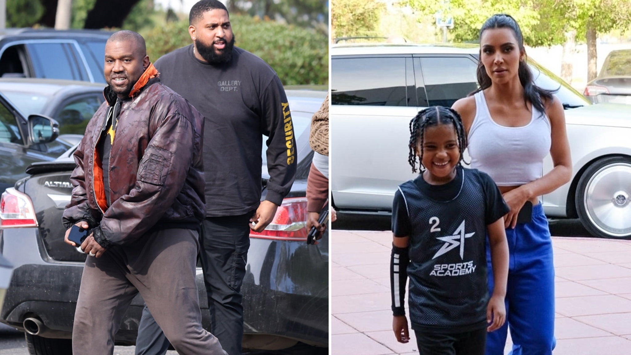 Featured image for Kim Kardashian and Kanye West Cheer on Son Saint at Basketball Game in Coordinated Outfits.