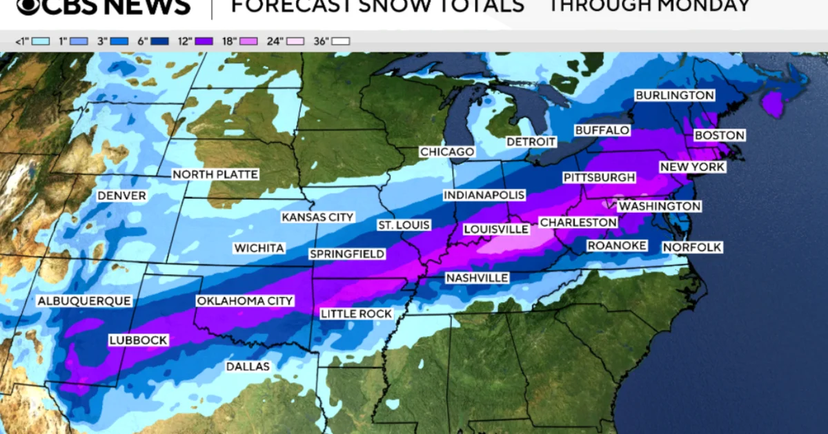 Forecast maps show sprawling winter storm set to hit 35 states with heavy snow and ice