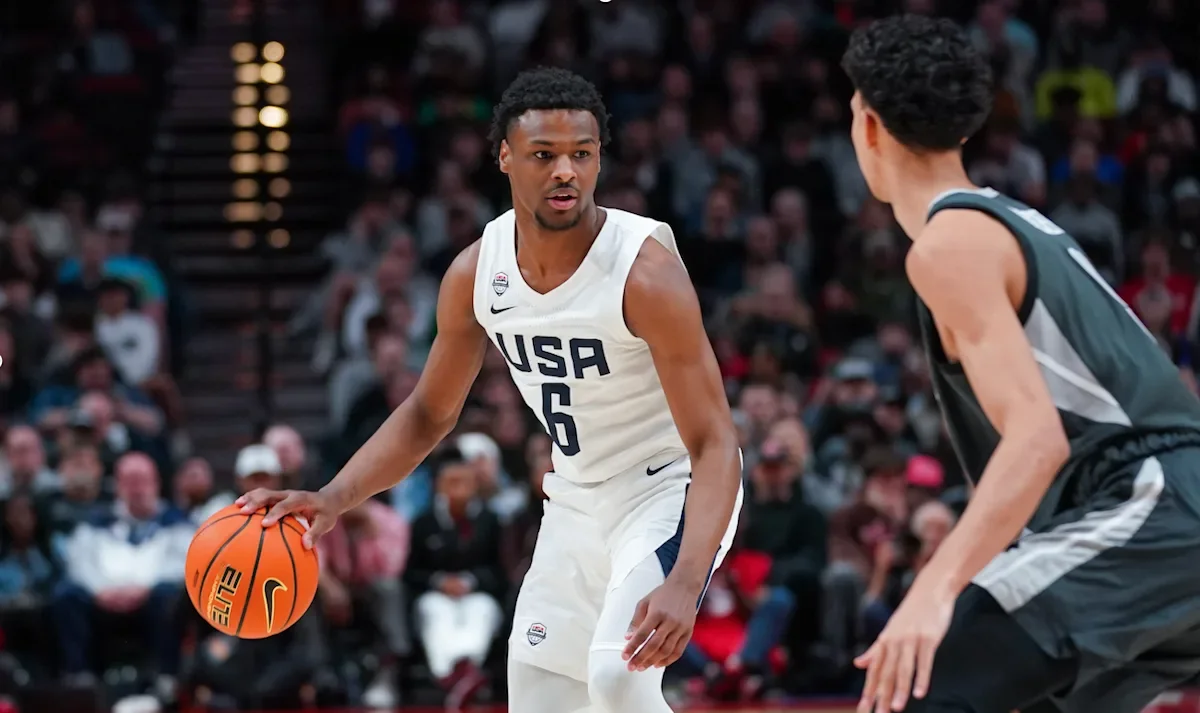 Bronny James shines at Nike Hoop Summit, eyes bright future in basketball.