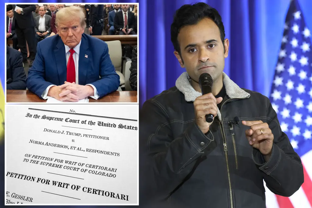 "Vivek Ramaswamy Files Amicus Brief Urging Supreme Court to Support Trump's Ballot Eligibility"