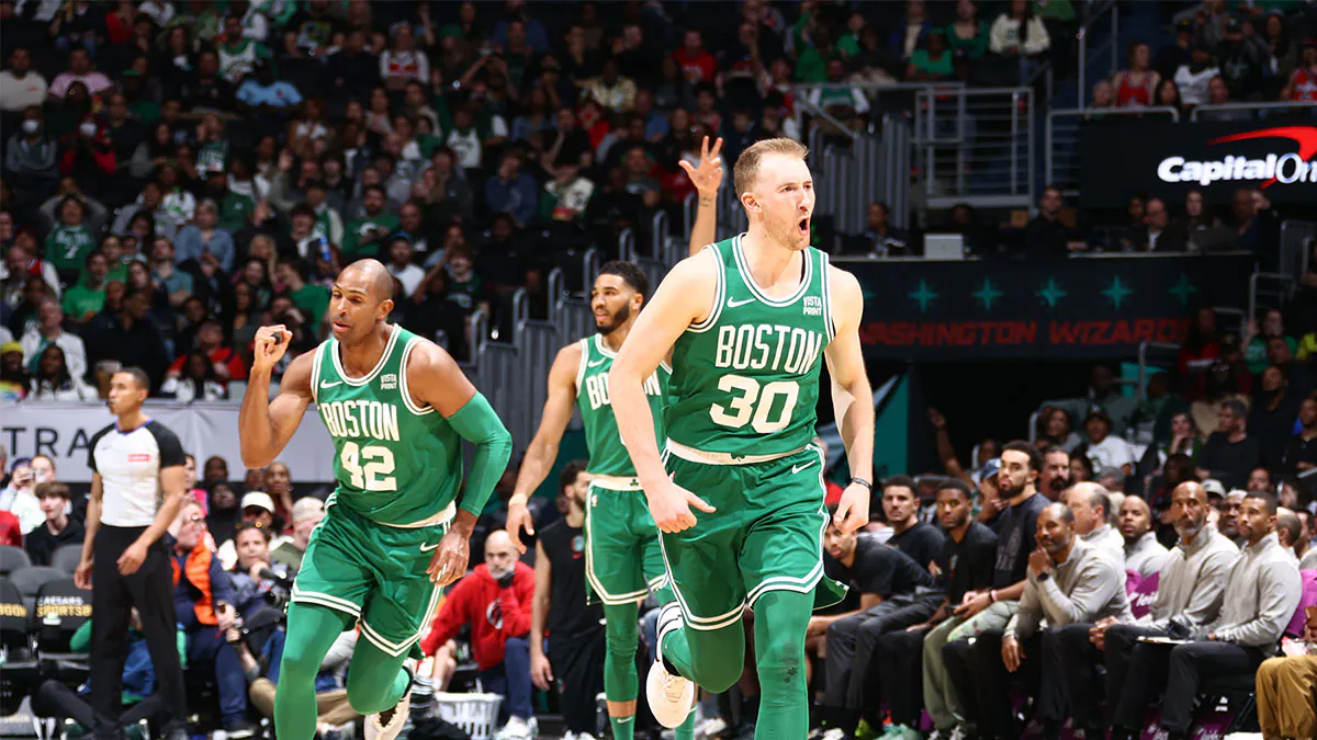 Featured image for "Sam Hauser's Hot Hand Propels Celtics to Dominant Victory Over Wizards"