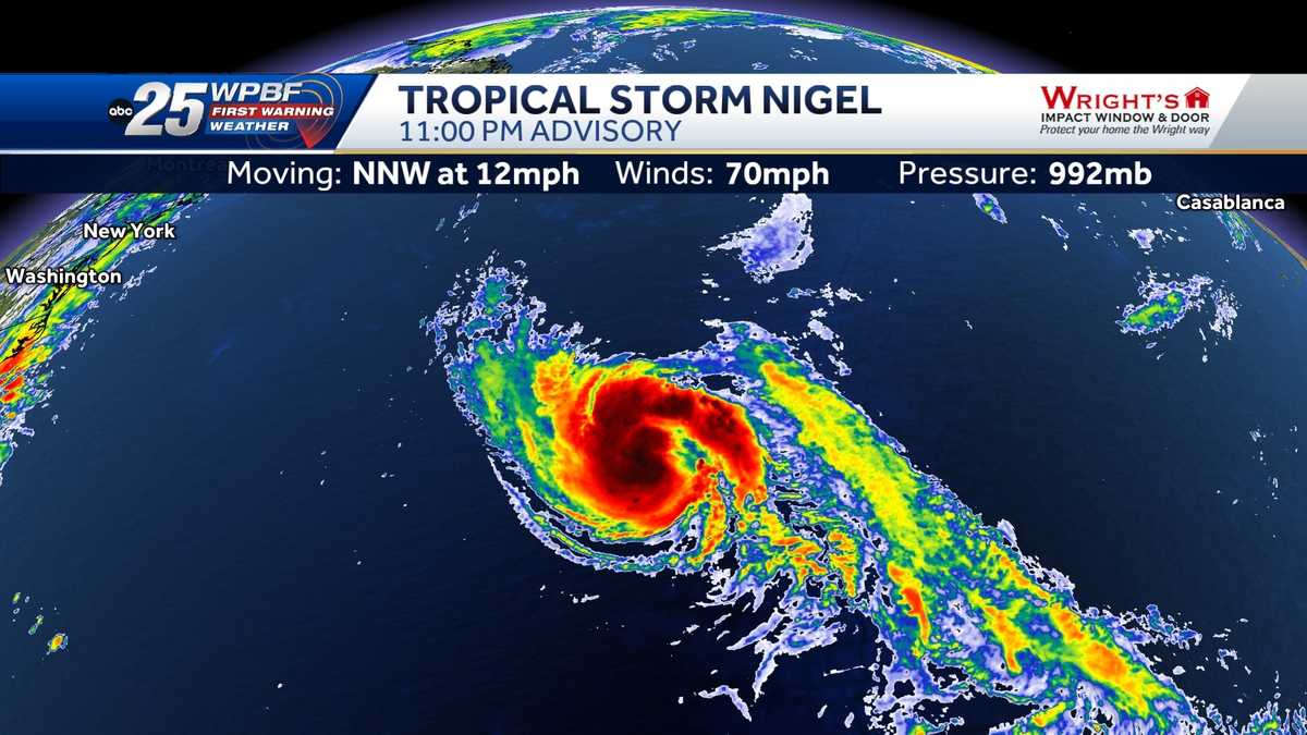Nigel Set to Intensify into Hurricane in Atlantic