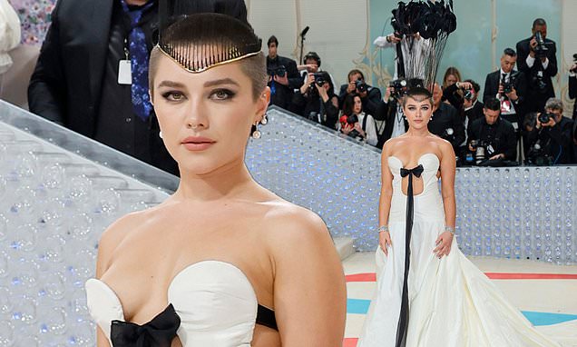 Featured image for Florence Pugh's Bold Met Gala Debut with Shaved Head and Iconic Hairstyle.