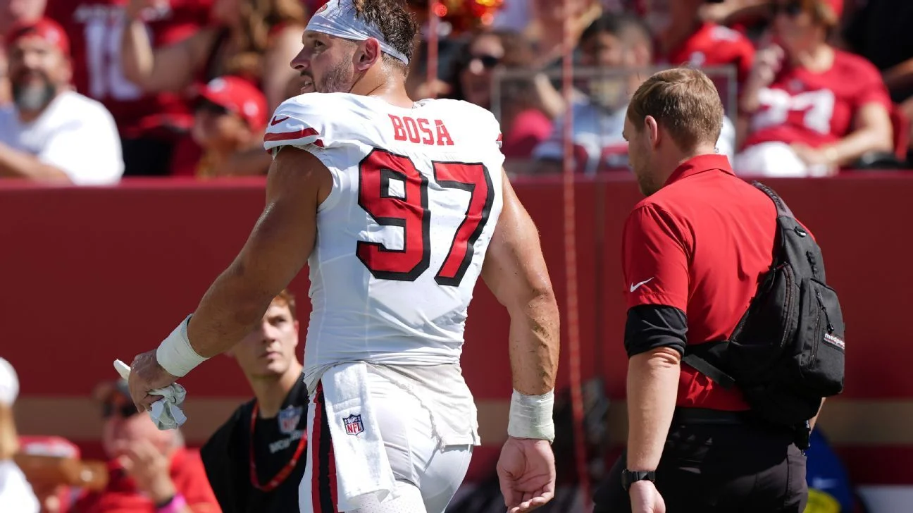 49ers' Bosa Leaves Game Early Due to Knee Injury