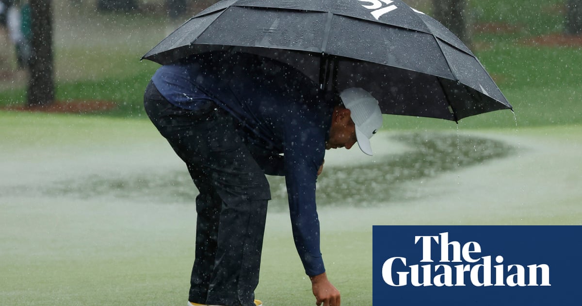 Koepka and Woods struggle at rain-soaked Masters.