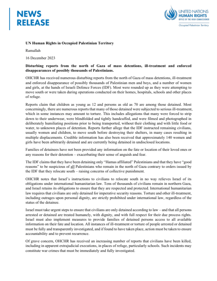 Featured image for Human Rights Abuses and Outrage in Gaza: Mass Detentions, Ill-Treatment, and Enforced Disappearances