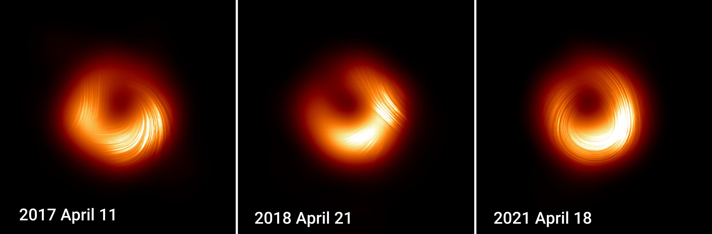Featured image for New EHT Images Show Unexpected Magnetic Flips and Polarization Changes Near M87's Black Hole