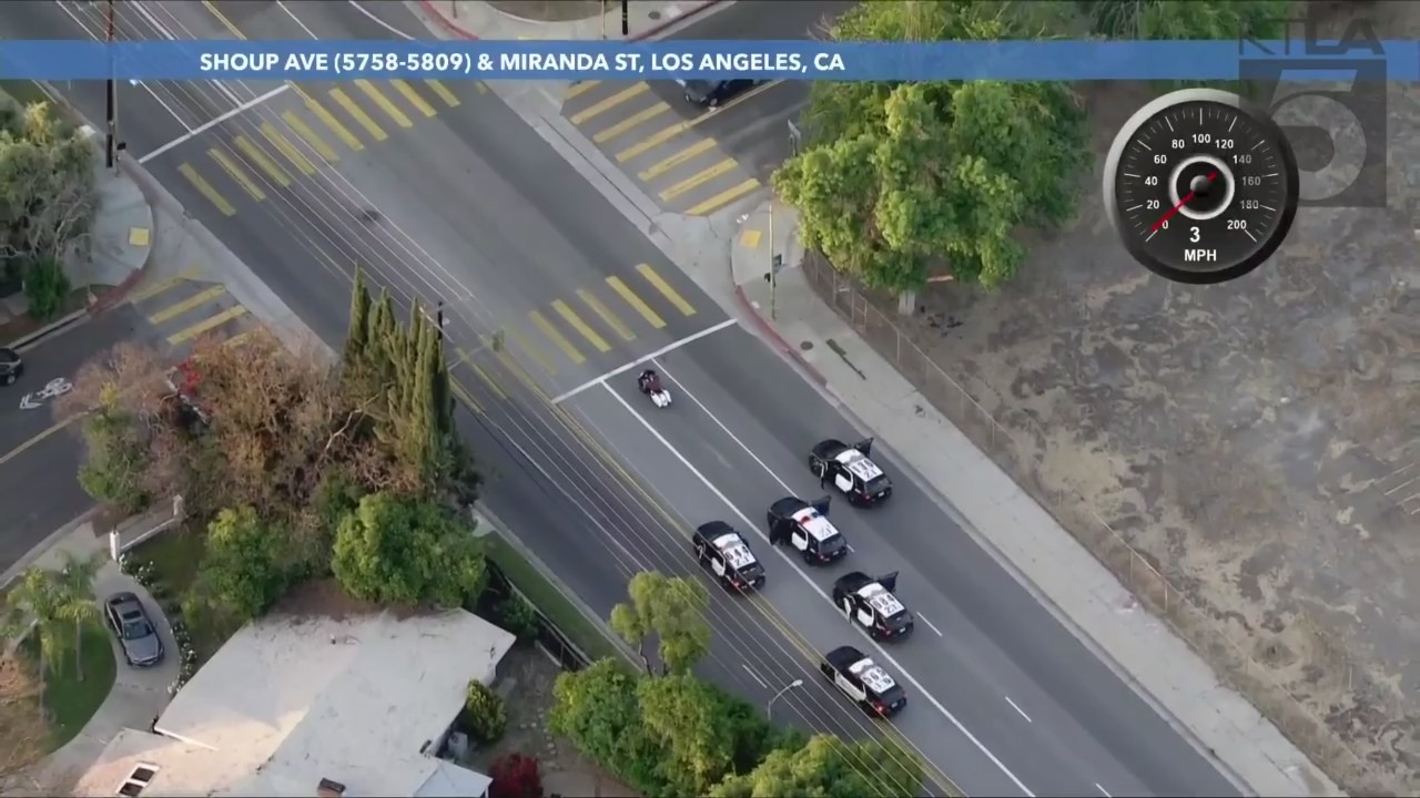 Armed motorcyclist apprehended after high-speed chase in LA.