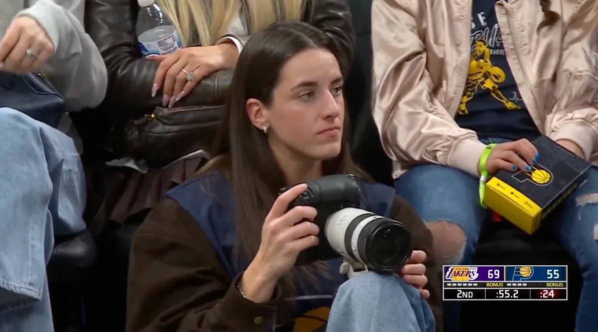 Caitlin Clark Shoots from the Sideline at Pacers-Lakers