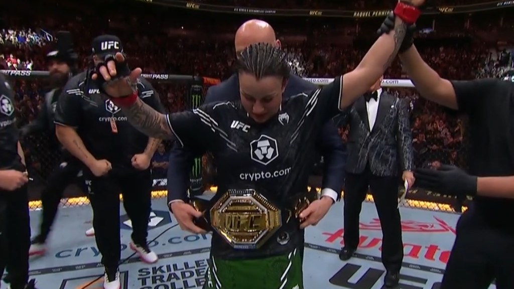 Featured image for "Raquel Pennington Claims Vacant Title by Defeating Mayra Bueno Silva at UFC 297"