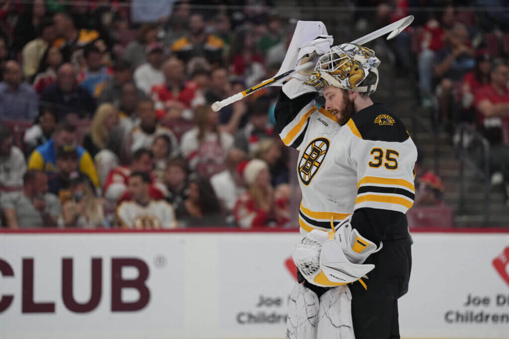 Featured image for Bruins' Playoff Hopes Hang in the Balance with Game 7 Goalie Uncertainty.