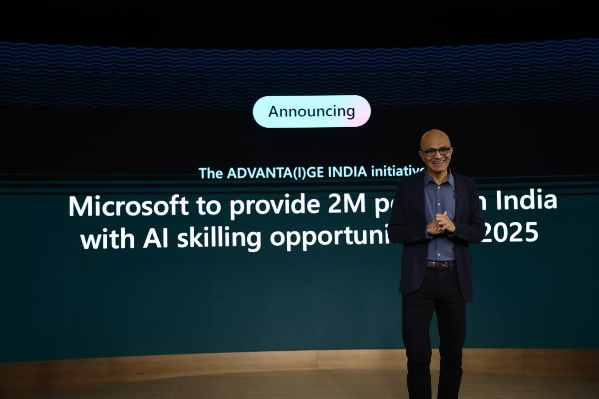 "Microsoft's Nadella Aims to Train 2 Million Indians in AI Skills"