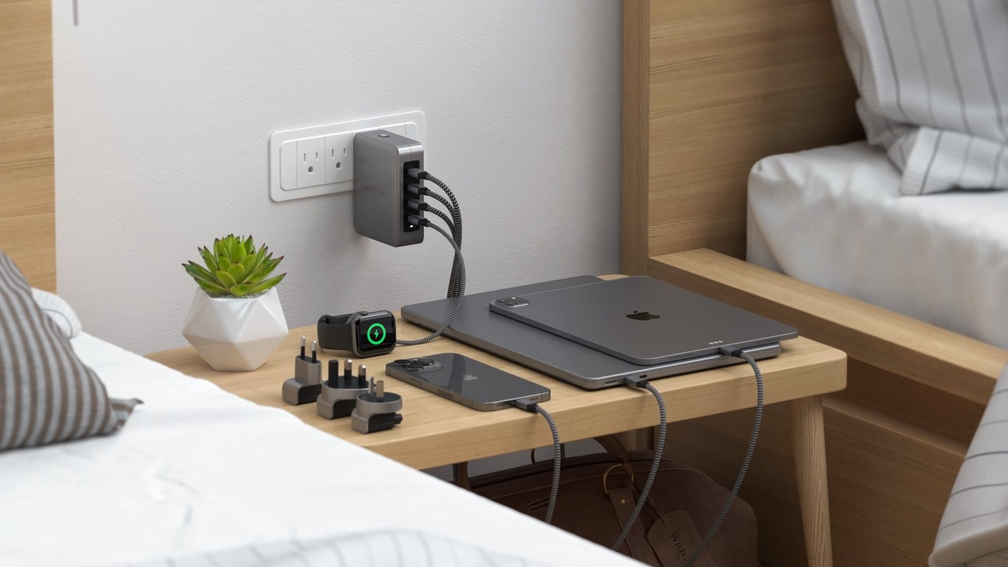 Featured image for "Satechi Unveils 145W GaN 4-Port Travel Charger and Mac Upgrades at CES 2024"