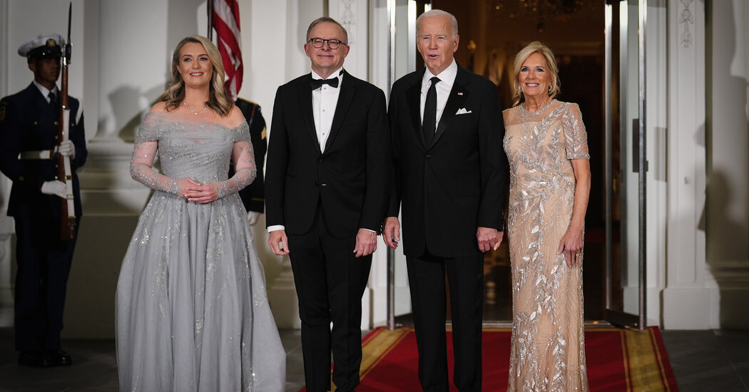 Featured image for "Jill Biden's Neutral Stance at Australian State Dinner Sets Muted Mood, While Biden Pushes for Aukus Nuclear Sub Deal"