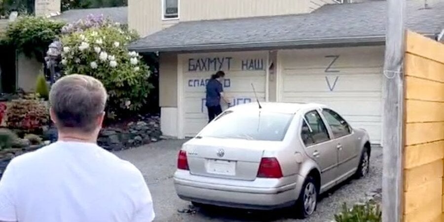 Russian woman forced to remove pro-PMC propaganda from US home.