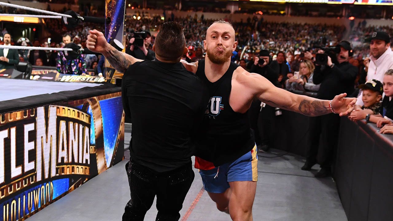 George Kittle steals the show with epic WrestleMania clothesline.