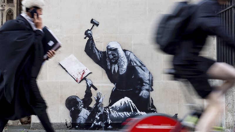 Featured image for Banksy mural depicting judge attack destroyed by British courts
