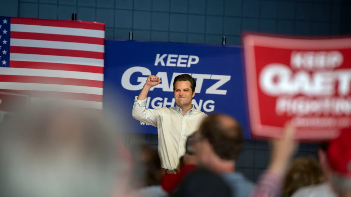 Woman arrested for throwing drink at Rep. Matt Gaetz at Florida food festival.