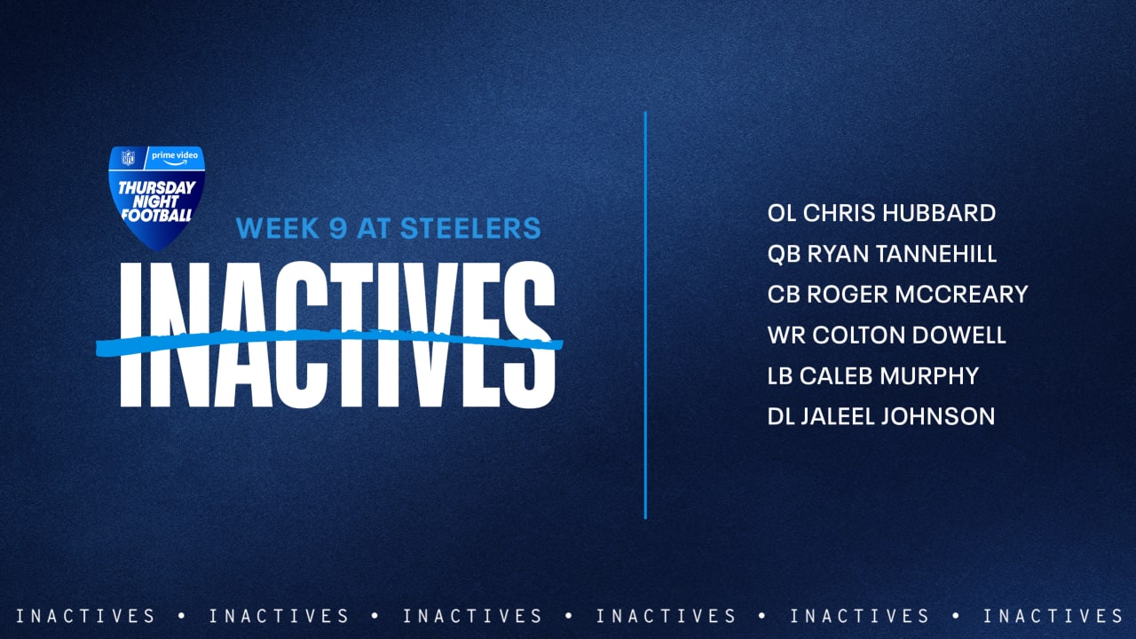 "Key Players Out as Titans Face Steelers in Week 9 Clash"