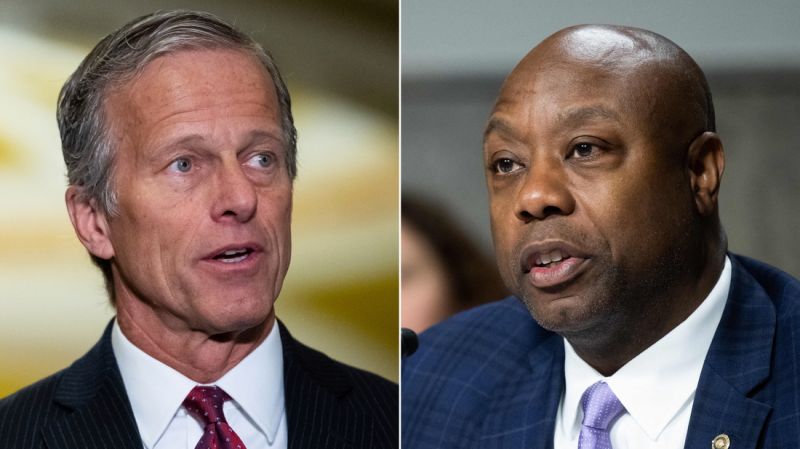 Thune to endorse Tim Scott for president, offering a vision for an America opposite of Trump.