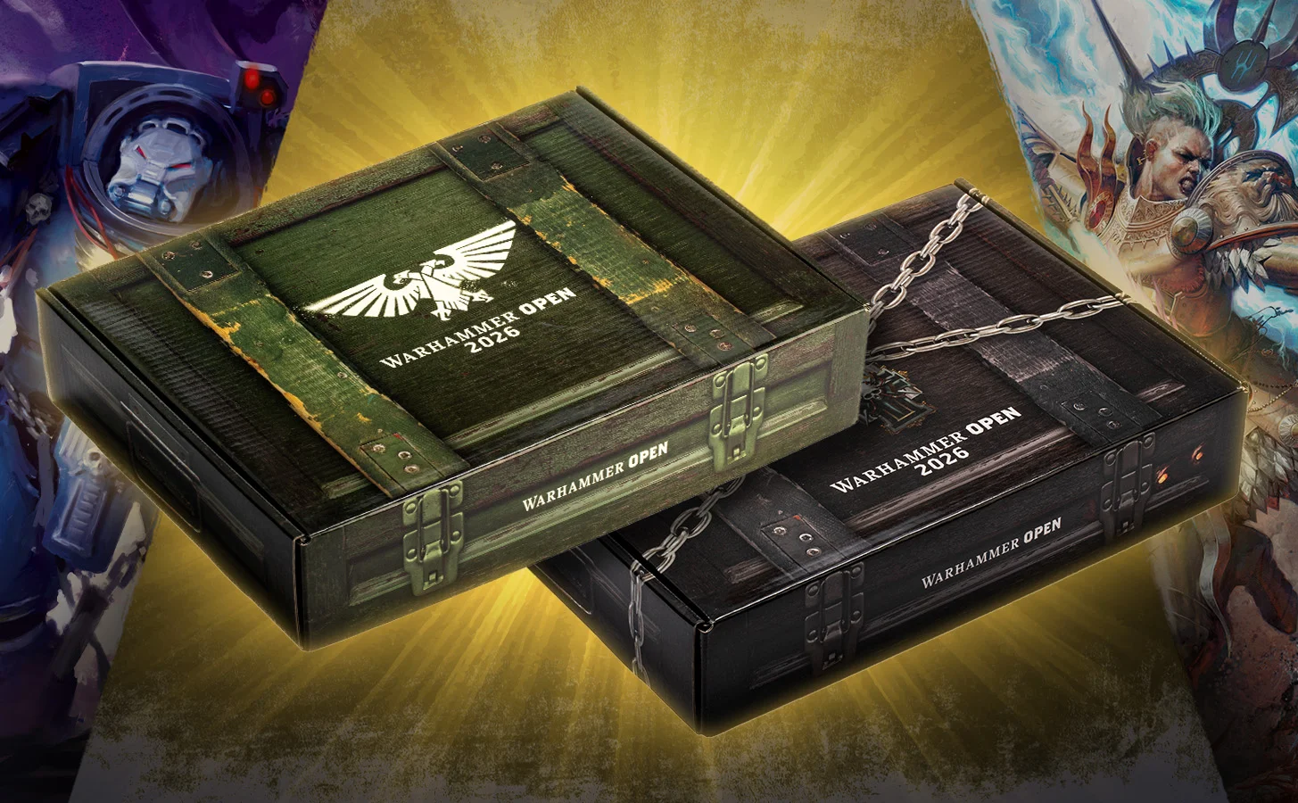 Warhammer Open 2026 swag boxes revealed: standard box included with ticket, premium upgrade packed with extras
