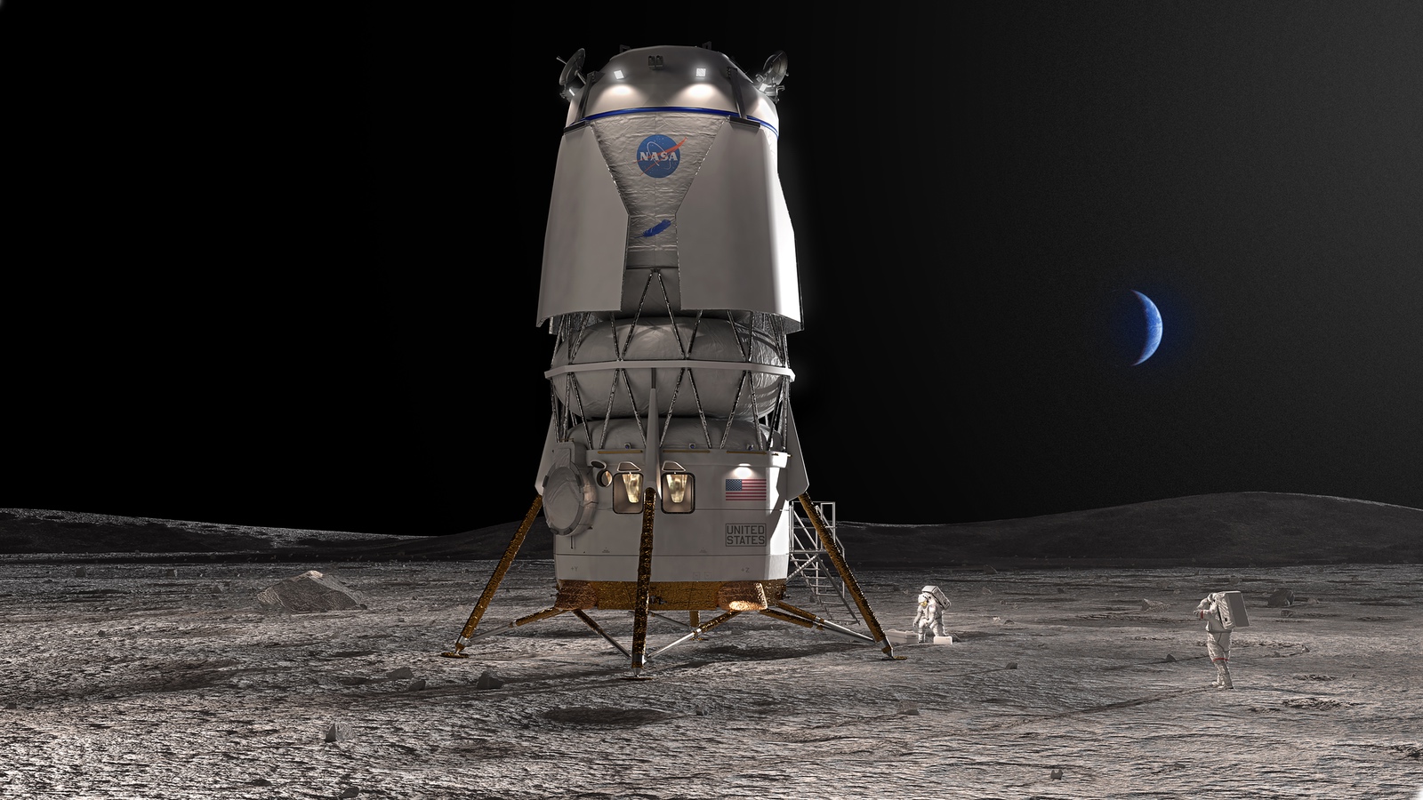 Blue Origin wins NASA contract for lunar lander development.