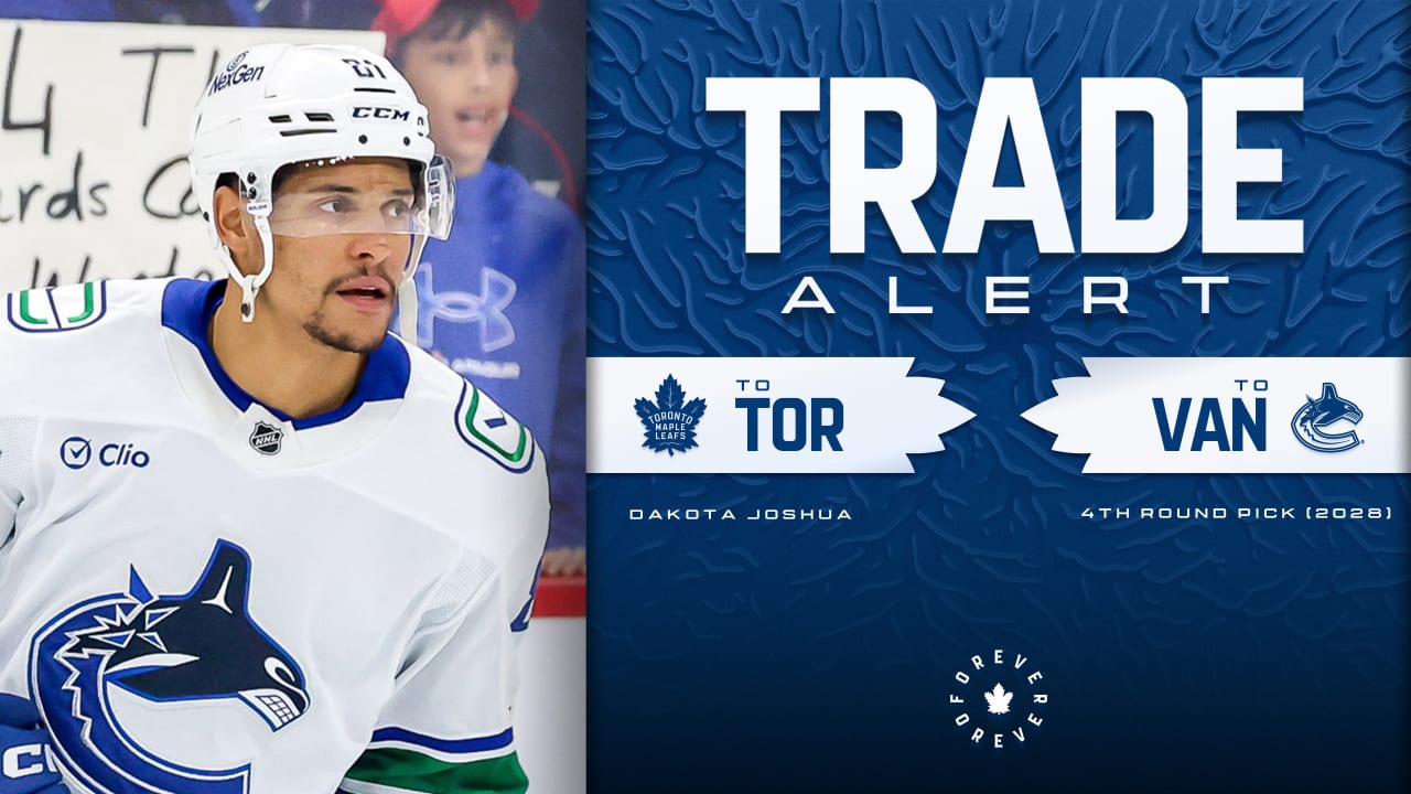 Featured image for Maple Leafs Acquire Dakota Joshua from Canucks for 2028 Fourth-Round Pick