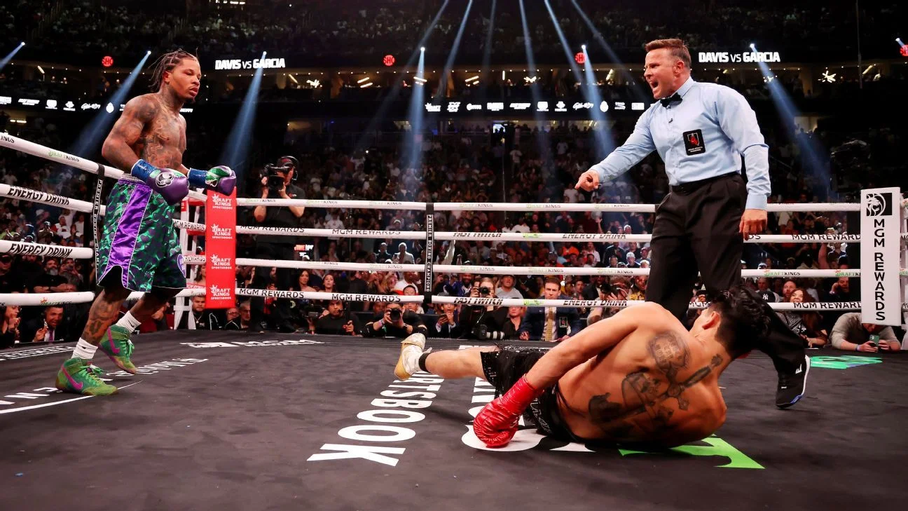 Gervonta Davis delivers devastating body shot to defeat Ryan Garcia.