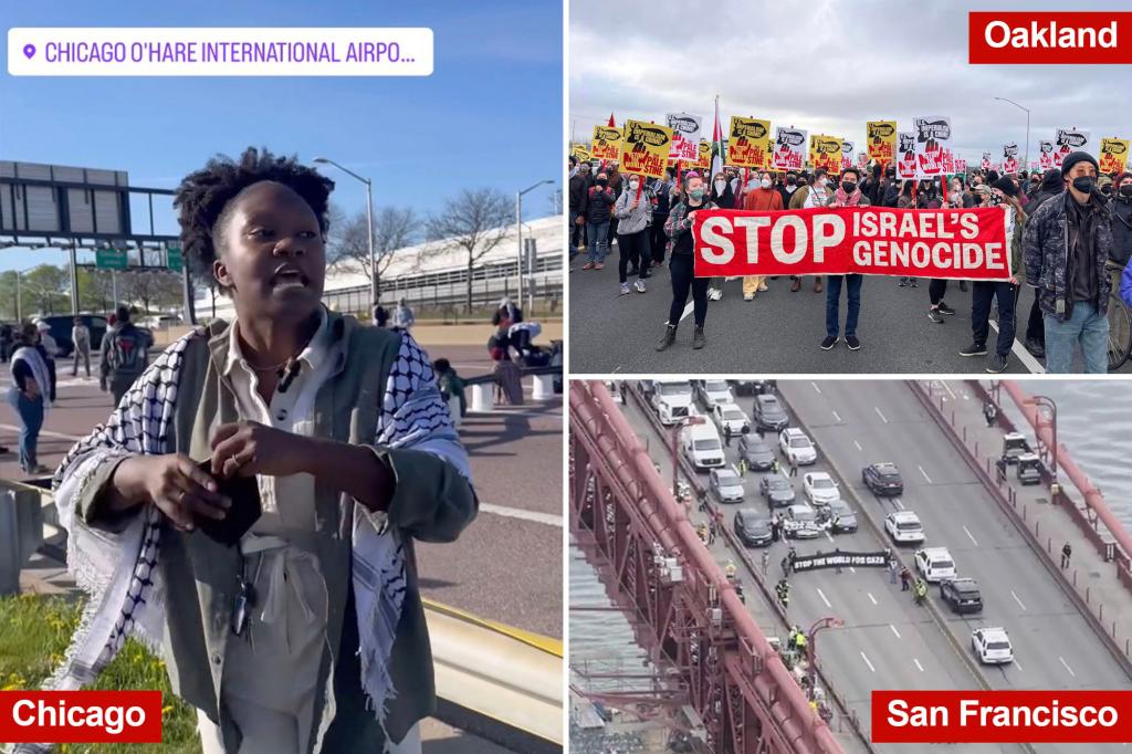 Featured image for Pro-Palestinian Protesters Disrupt Traffic at O'Hare Airport and Golden Gate Bridge