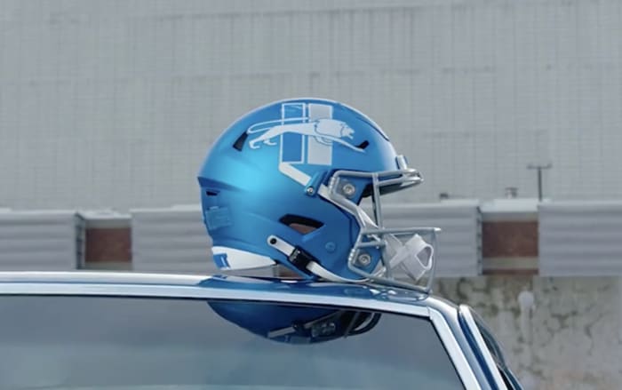 Featured image for Detroit Lions introduce retro-inspired blue alternate helmet.