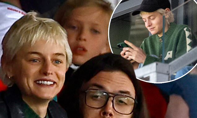 Featured image for Emma Corrin spotted with mystery man and Ryan Reynolds at Wrexham match.