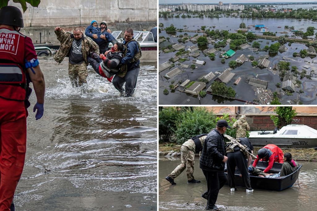 Featured image for Russian attack on Ukraine evacuation boat leaves three dead amidst flooding and counterattack.