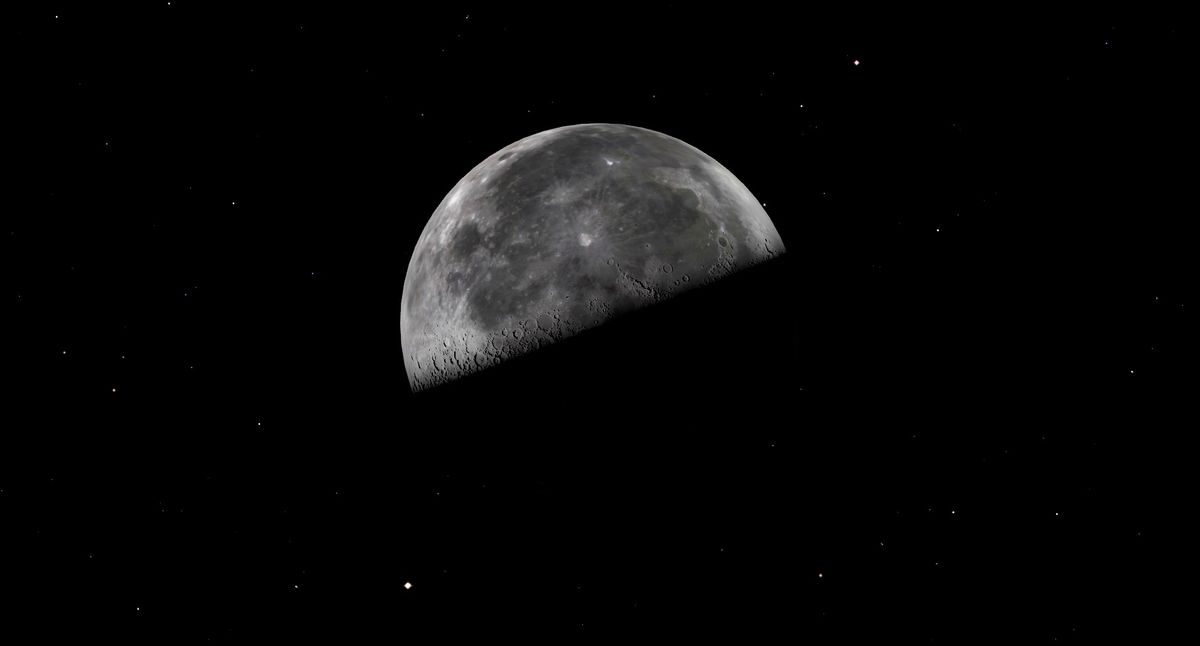 Third Quarter Moon Shines Half-Lit Tonight