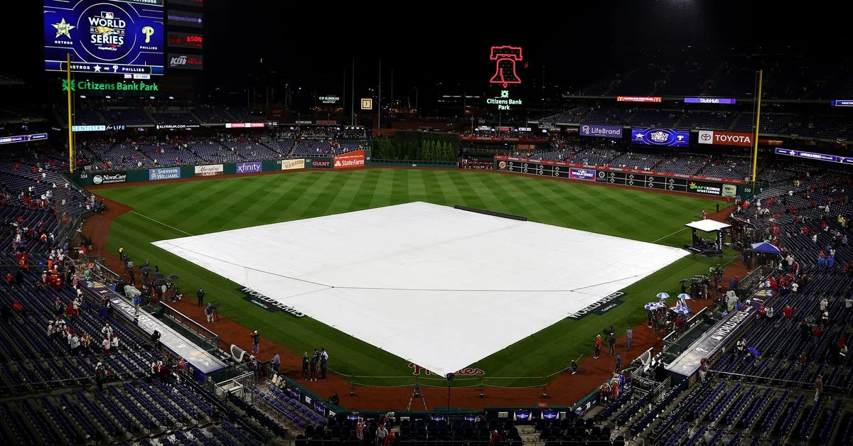 Rain postpones Braves vs Phillies game.