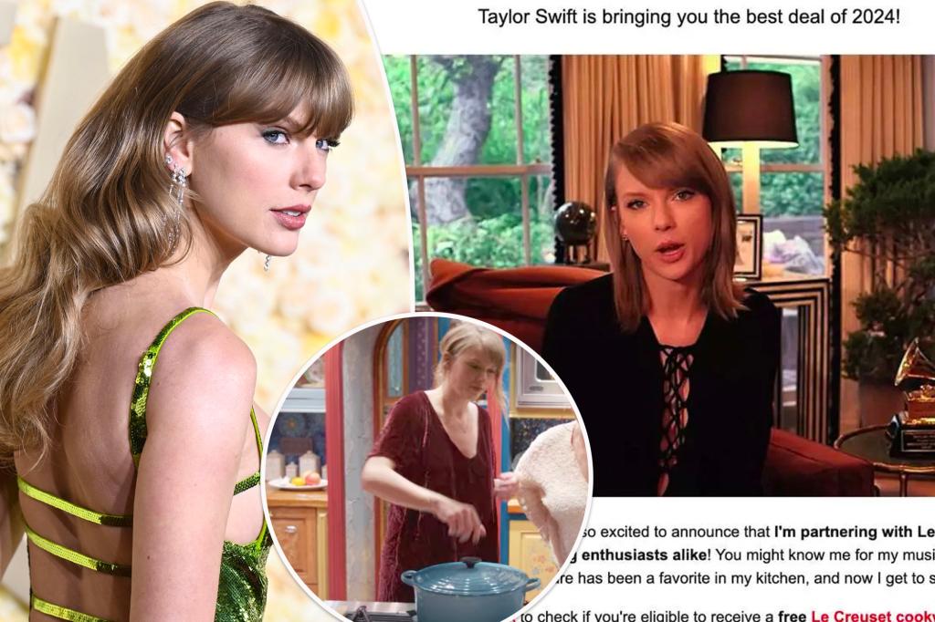 Featured image for "Taylor Swift Fans Fall Victim to Fake AI Endorsement Scam for Le Creuset Cookware"