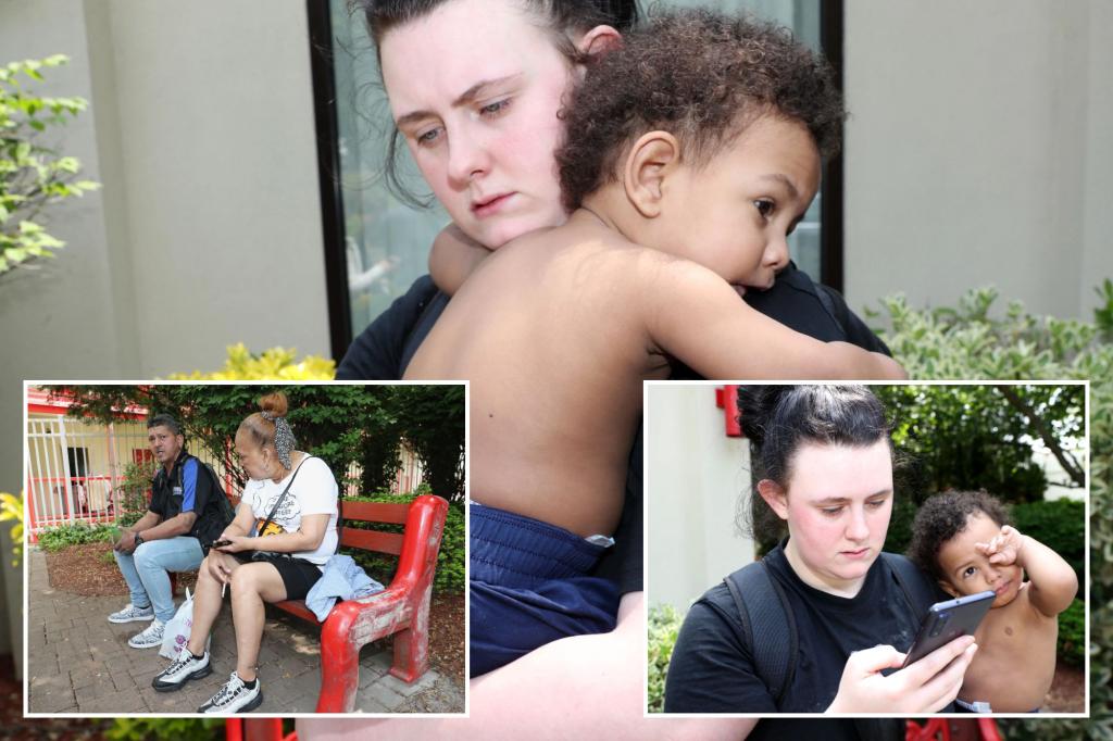 NYC's Migrant Crisis: Homeless Mom Forced to Change Baby's Diaper on Outside Bench.
