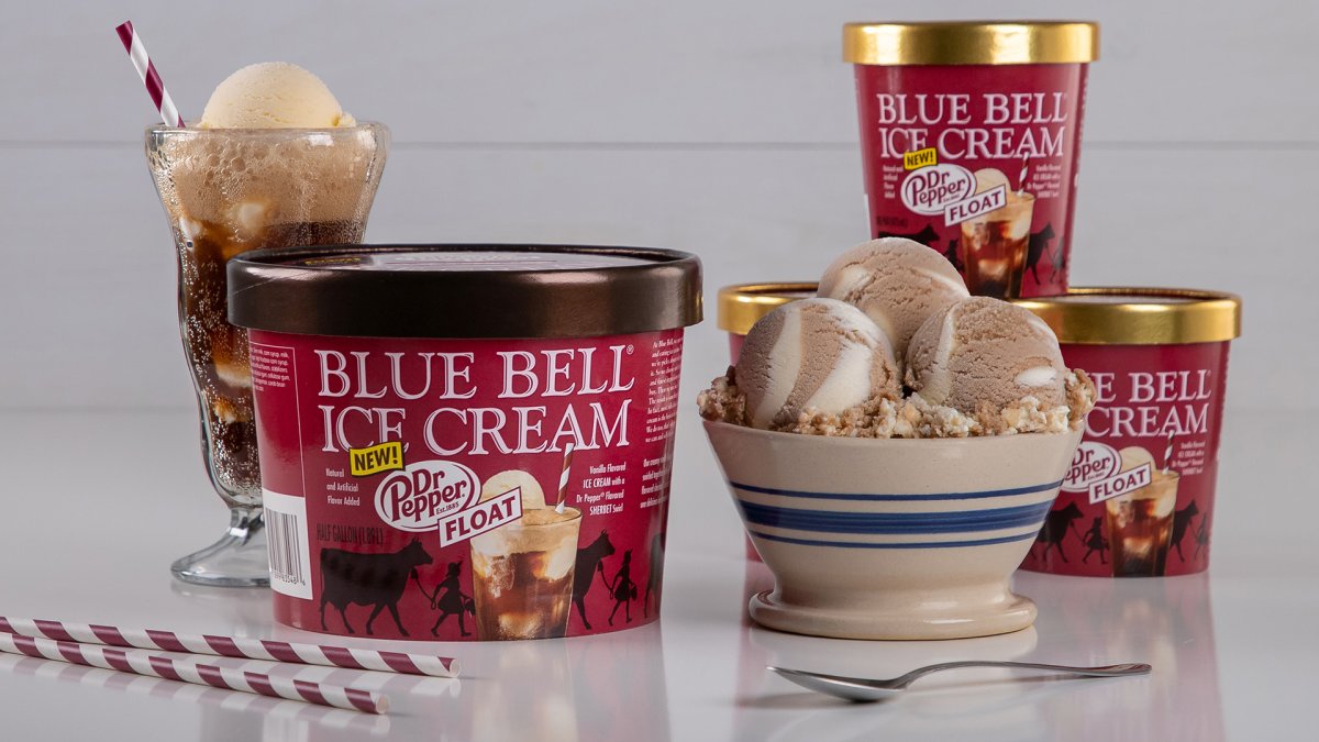 Featured image for "Texas' Iconic Flavors Swirl Together in New Blue Bell Dr Pepper Float Ice Cream"