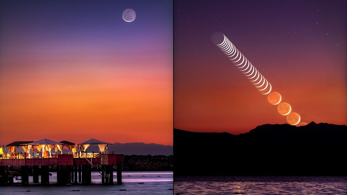Featured image for Stunning time-lapse captures Earthshine on new moon.