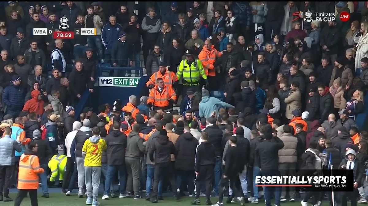 Featured image for "Violent Crowd Disturbance Halts West Brom vs Wolves FA Cup Match"