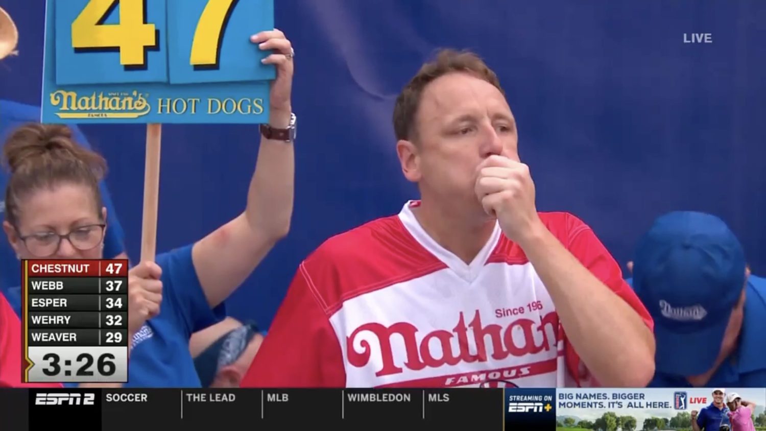 Featured image for "Joey Chestnut's Dominant Hot Dog-Eating Performance Sparks Supreme Court Joke"