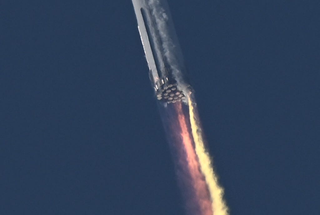 The aftermath of SpaceX's Starship launch and explosion.