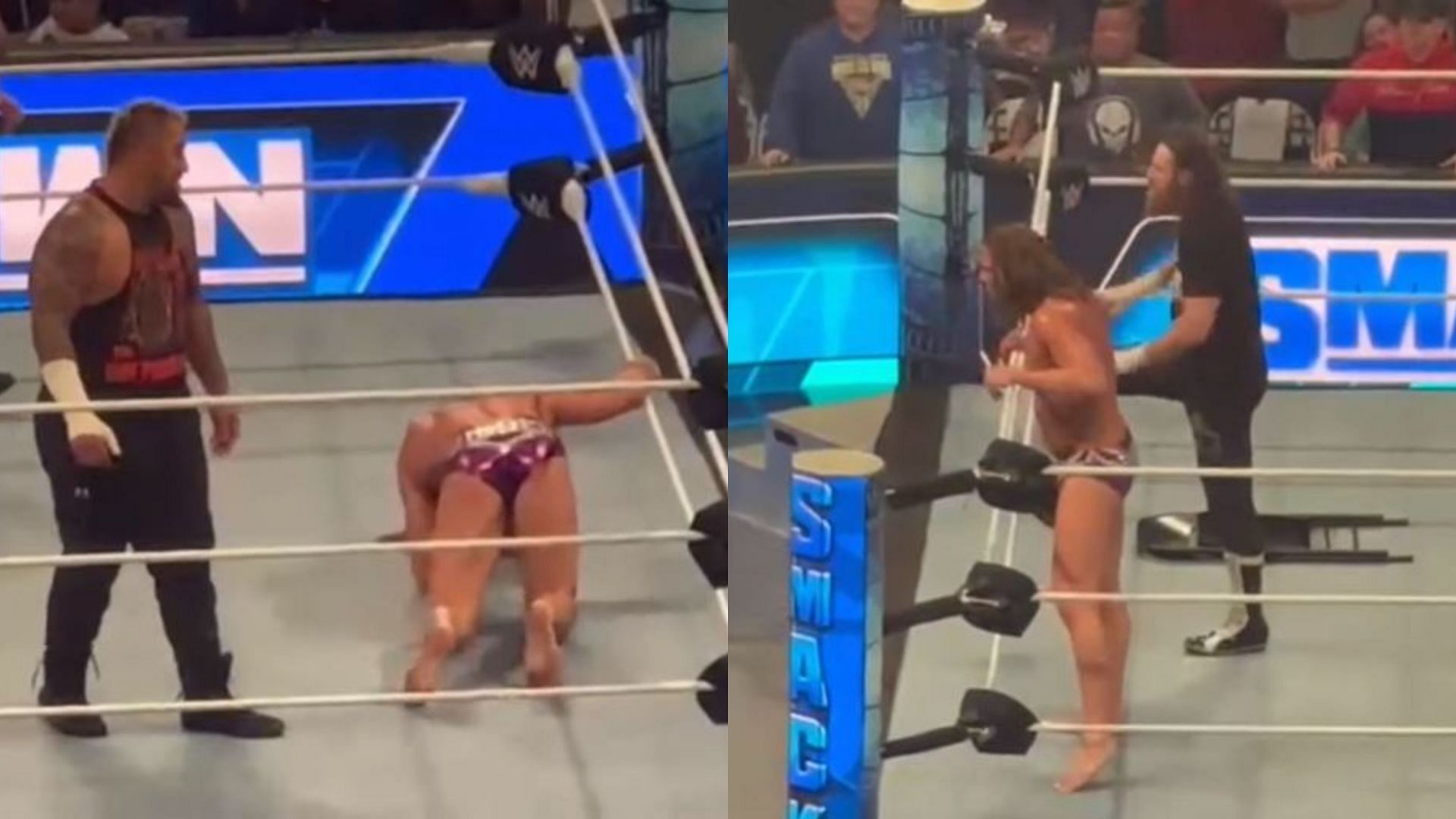 "The Bloodline Confronts Riddle and Zayn After SmackDown"
