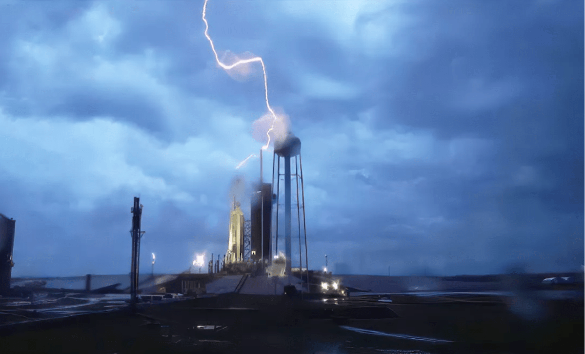 Featured image for "Lightning Strikes SpaceX's Falcon Heavy Rocket During Launch Prep"
