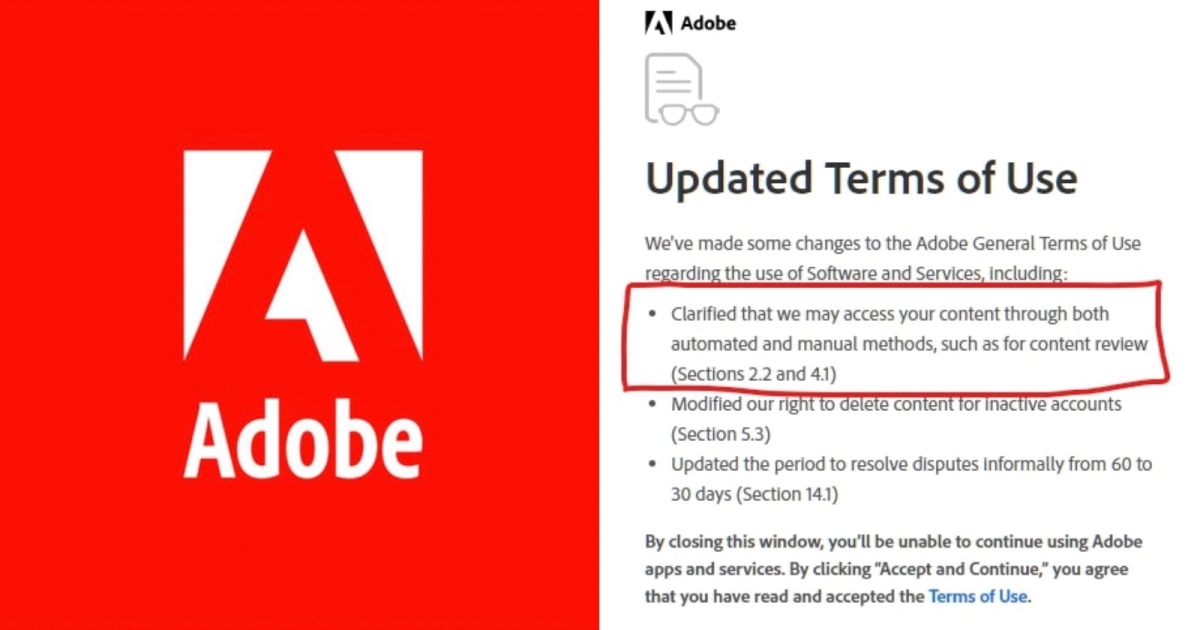 Featured image for Adobe Faces Backlash Over New Terms Allowing Data Access