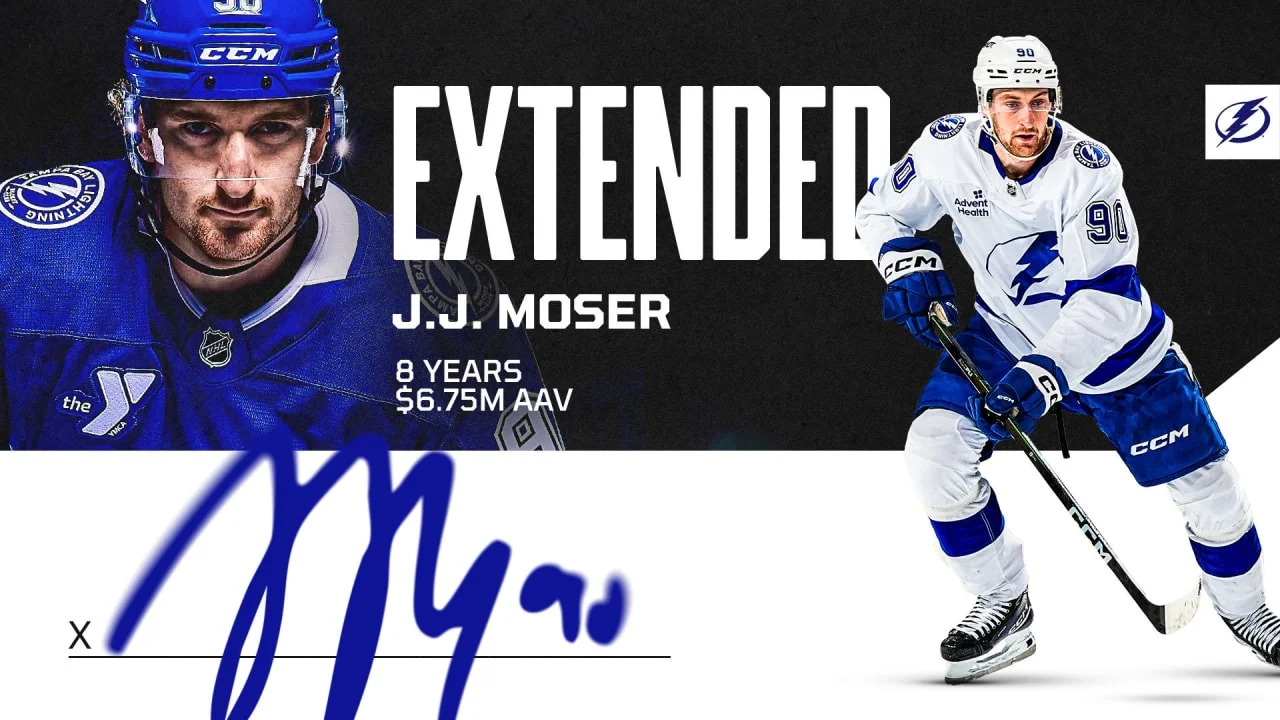 Lightning extend J.J. Moser with 8-year, $54M deal