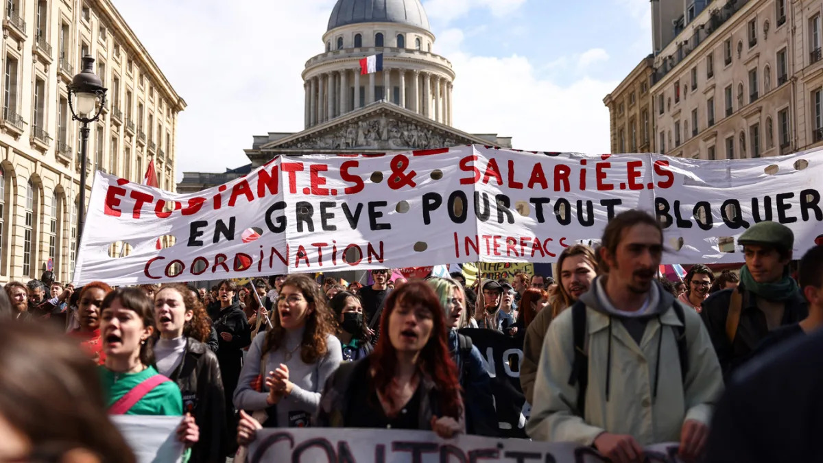 Macron's pension reforms spark unrest and plummeting popularity in France.